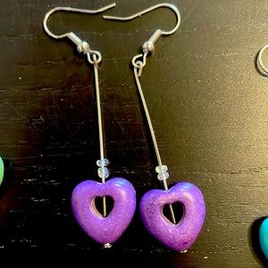 Handcrafted purple dangling earrings